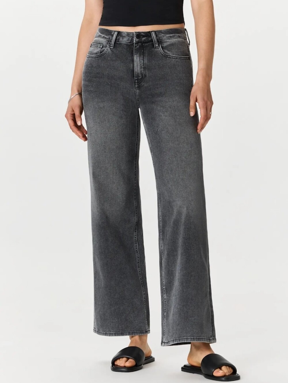 Quince Bella Stretch Wide Leg Jeans Organic Cotton In Greyed Out NWOT